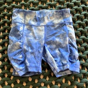 Lululemon speed track shorts in blue tie dye.